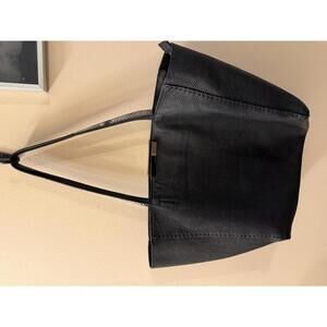 Ted Bakee Black Leather Tote Bag with Snake Print Handles